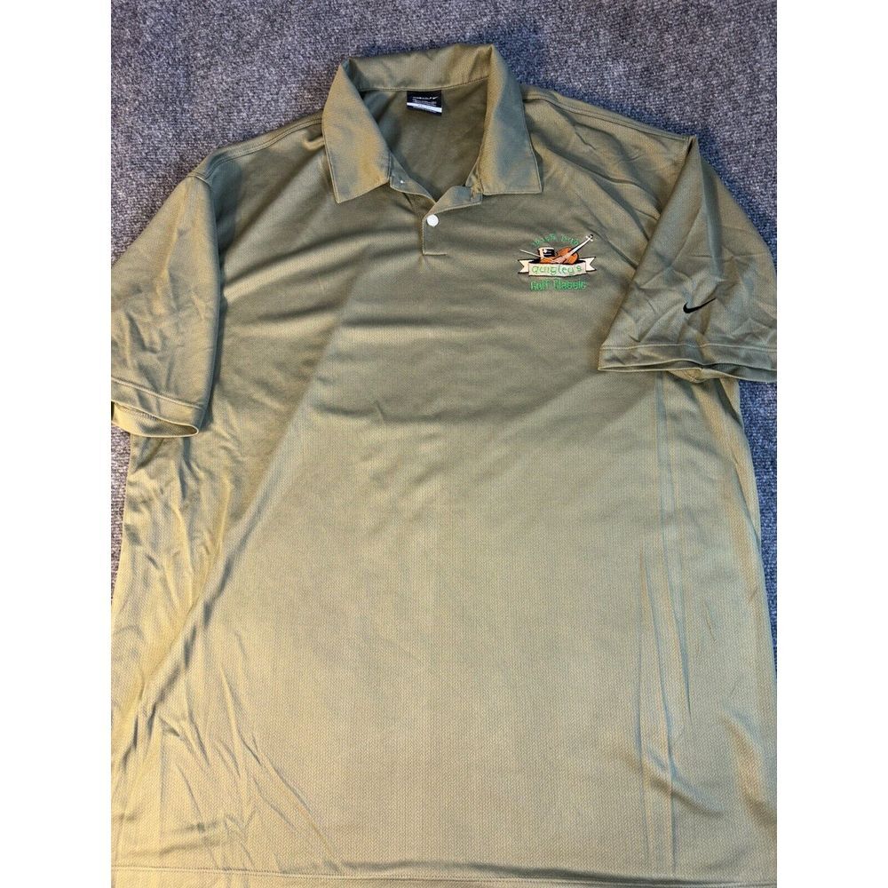 Nike Polo Shirt Mens 2XL Green Short Sleeve Dri Fit Golf Classic Collared Logo